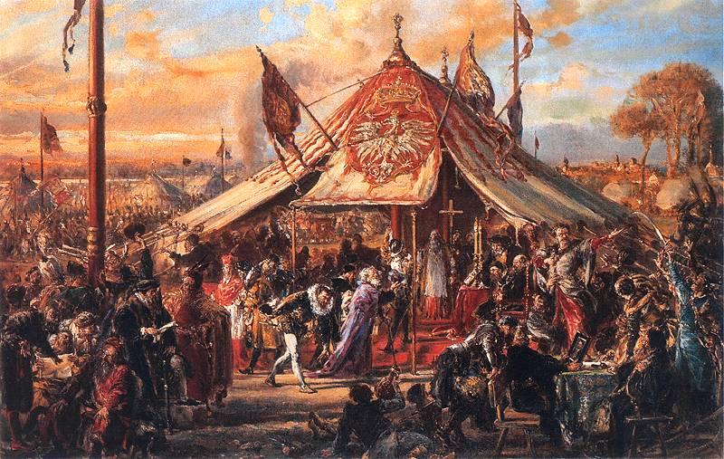 Potęga Rzeczypospolitej u zenitu. Złota wolność. Elekcja R.P. 1573. (Jan Matejko, domena publiczna)   Czytaj więcej: https://histmag.org/Czym-nie-byla-demokracja-szlachecka-15133