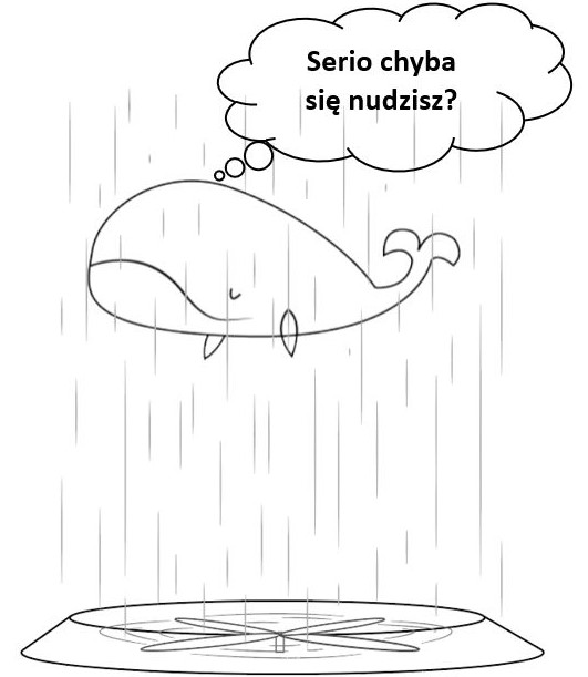 Wieloryb unoszony przez ścianę wiatru