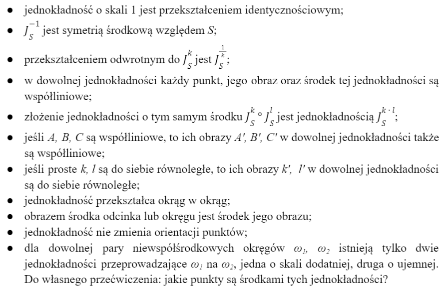 Jakie właściwości ma jednokładność?